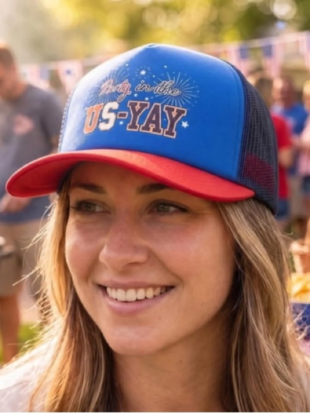 Light Up Patriotic Party in the US-Yay Trucker Hat NEW!